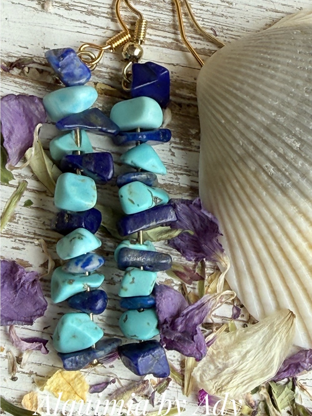 Alquimia Turquoise and Lapis Blue Chip Dangle Earrings